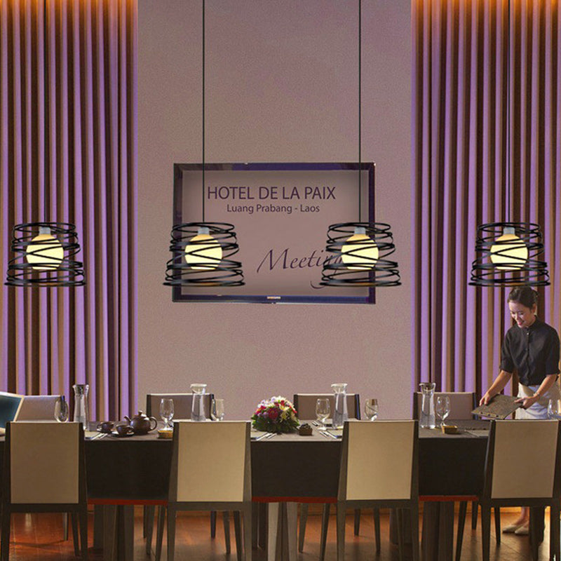Lámpara Colgante de 1 Luz de Forma de Resorte de Bobina Redonda de Hierro de Simplicidad Moderna Para Sala de Estar 