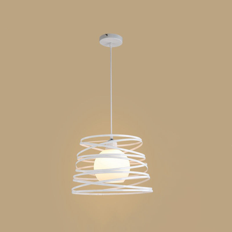 Lámpara Colgante de 1 Luz de Forma de Resorte de Bobina Redonda de Hierro de Simplicidad Moderna Para Sala de Estar 