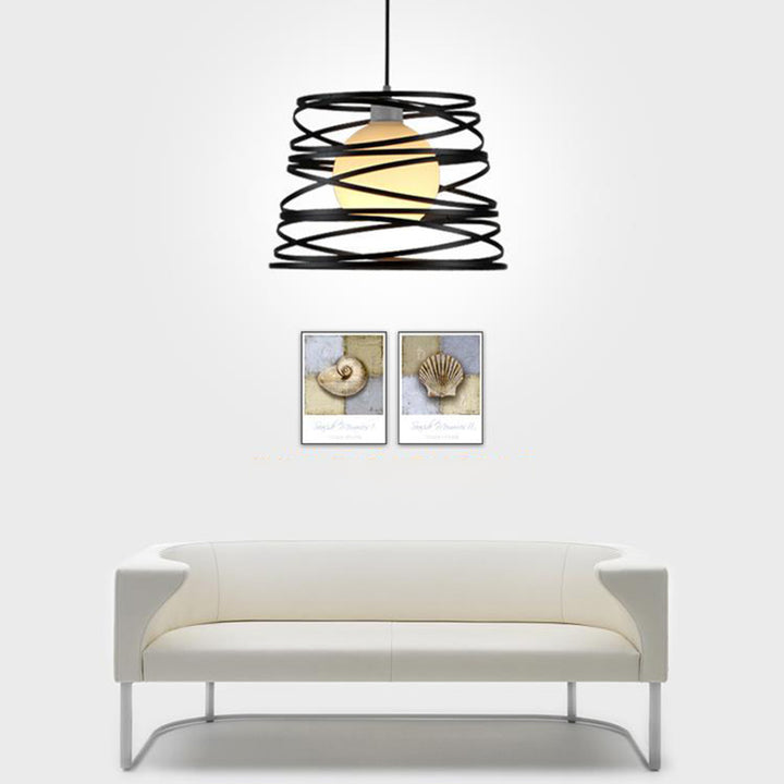 Lámpara Colgante de 1 Luz de Forma de Resorte de Bobina Redonda de Hierro de Simplicidad Moderna Para Sala de Estar 
