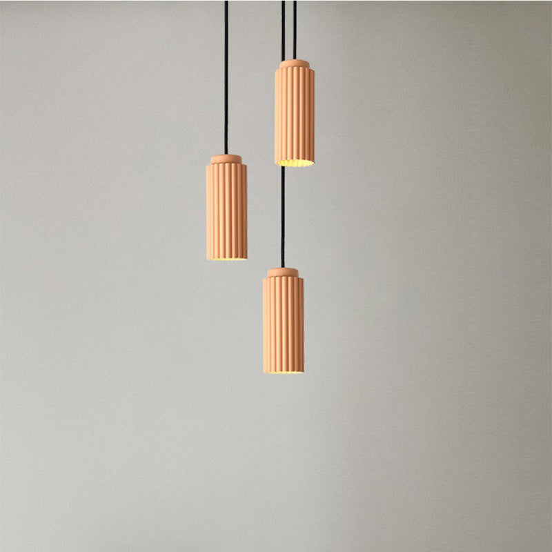 Suspension contemporaine nordique à rayures cylindriques en aluminium et fer, 1 lumière pour salon 