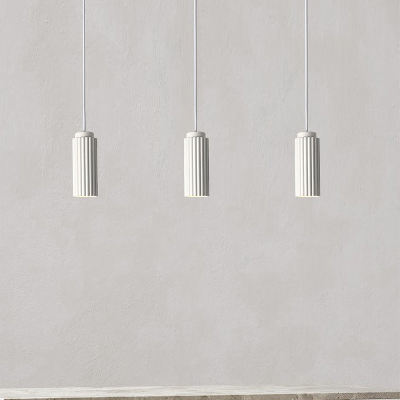 Suspension contemporaine nordique à rayures cylindriques en aluminium et fer, 1 lumière pour salon 