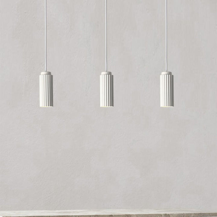 Suspension contemporaine nordique à rayures cylindriques en aluminium et fer, 1 lumière pour salon 