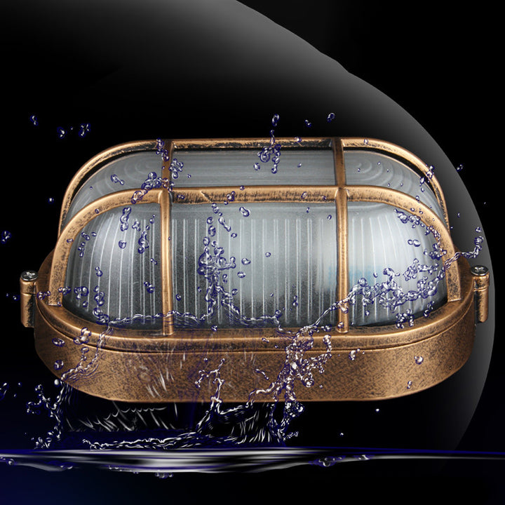 Lustre encastré 1 lumière avec abat-jour en verre, cadre en aluminium rectangulaire carré étanche de style vintage traditionnel pour salle de bain 