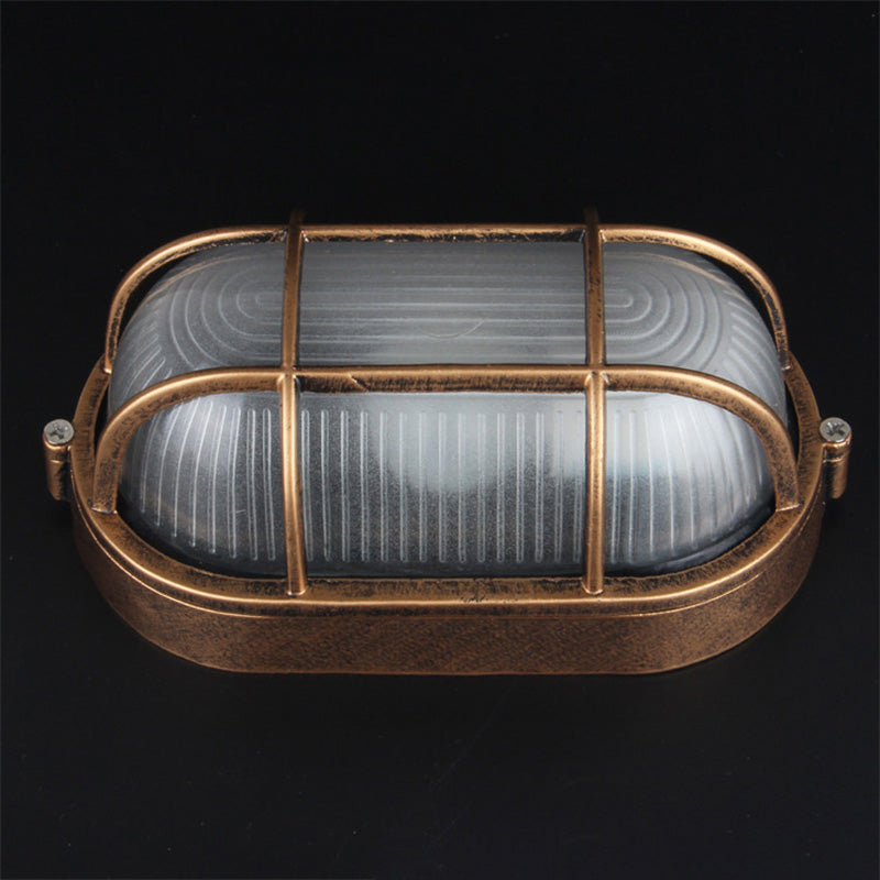 Lustre encastré 1 lumière avec abat-jour en verre, cadre en aluminium rectangulaire carré étanche de style vintage traditionnel pour salle de bain 
