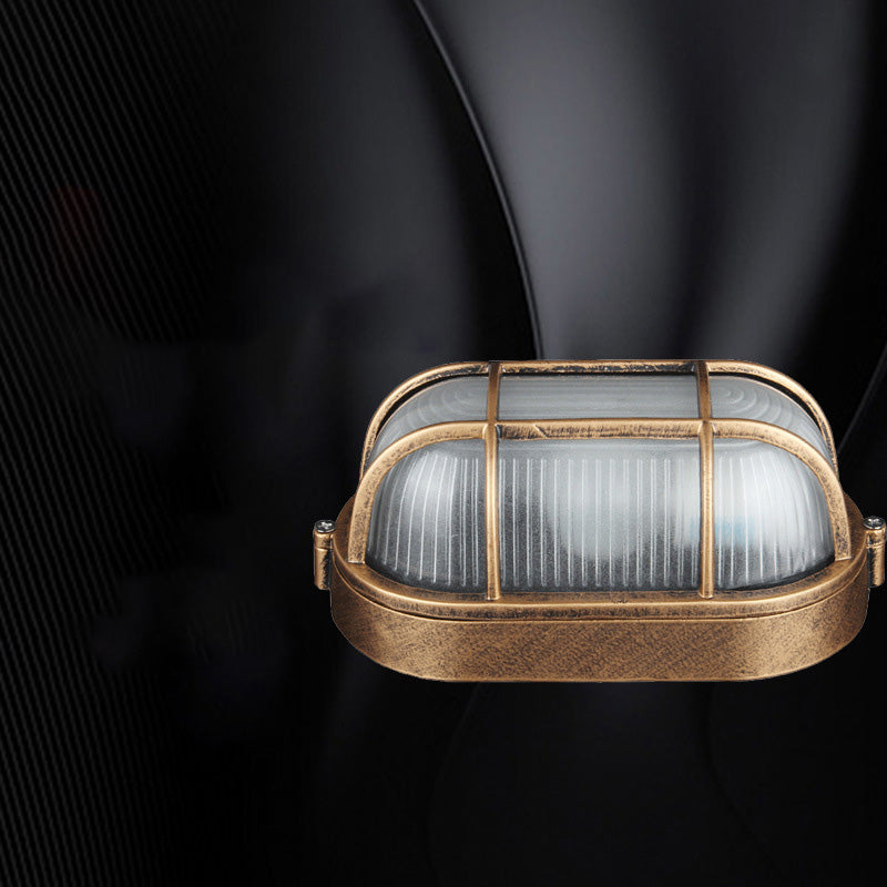 Lustre encastré 1 lumière avec abat-jour en verre, cadre en aluminium rectangulaire carré étanche de style vintage traditionnel pour salle de bain 
