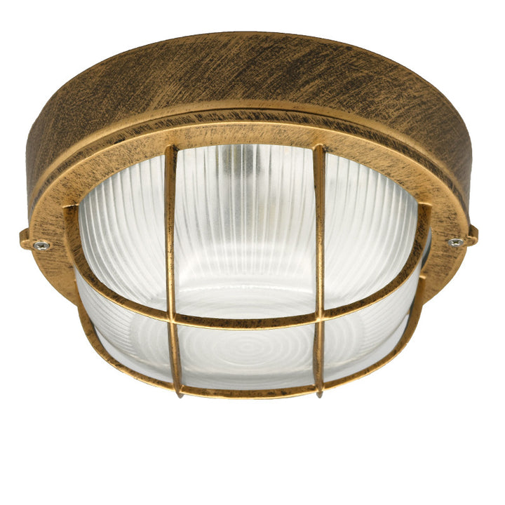 Montaje empotrado de techo de 1 luz con marco de aluminio redondo industrial contemporáneo y pantalla de vidrio a rayas para pasillo 