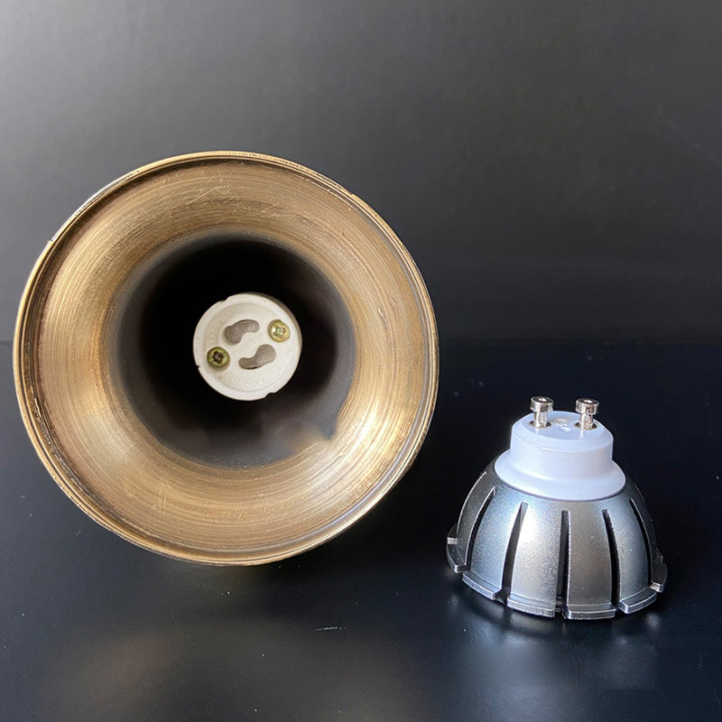 Luz de techo semi empotrada de 1 foco con pantalla de cobre tallada redonda de ángulo ajustable vintage tradicional para sala de estar 
