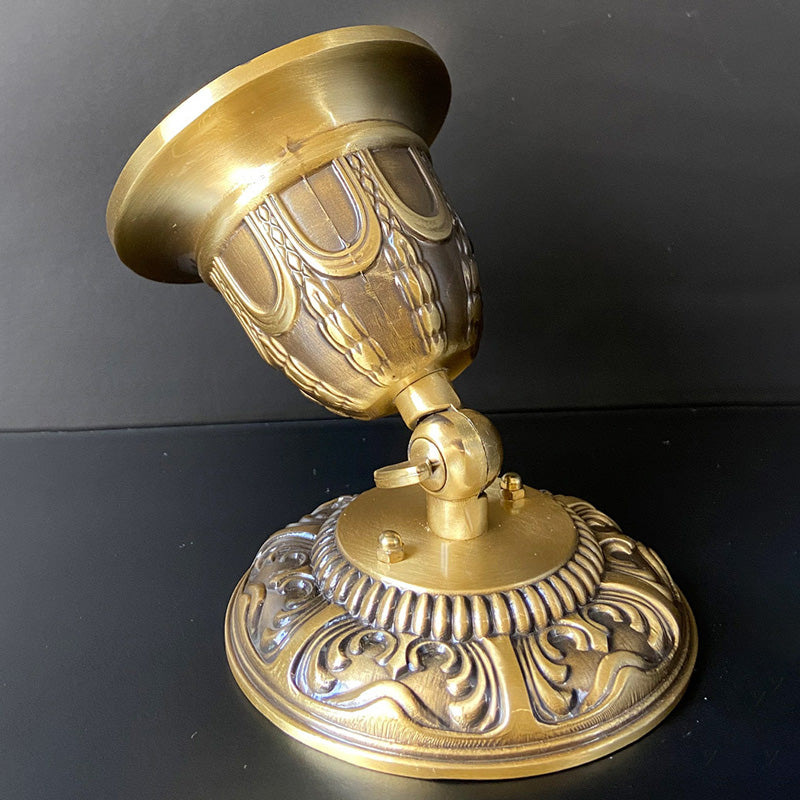 Luz de techo semi empotrada de 1 foco con pantalla de cobre tallada redonda de ángulo ajustable vintage tradicional para sala de estar 