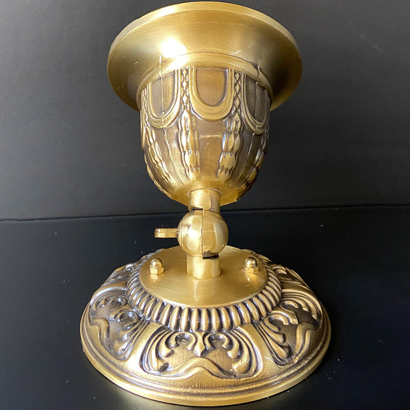 Luz de techo semi empotrada de 1 foco con pantalla de cobre tallada redonda de ángulo ajustable vintage tradicional para sala de estar 
