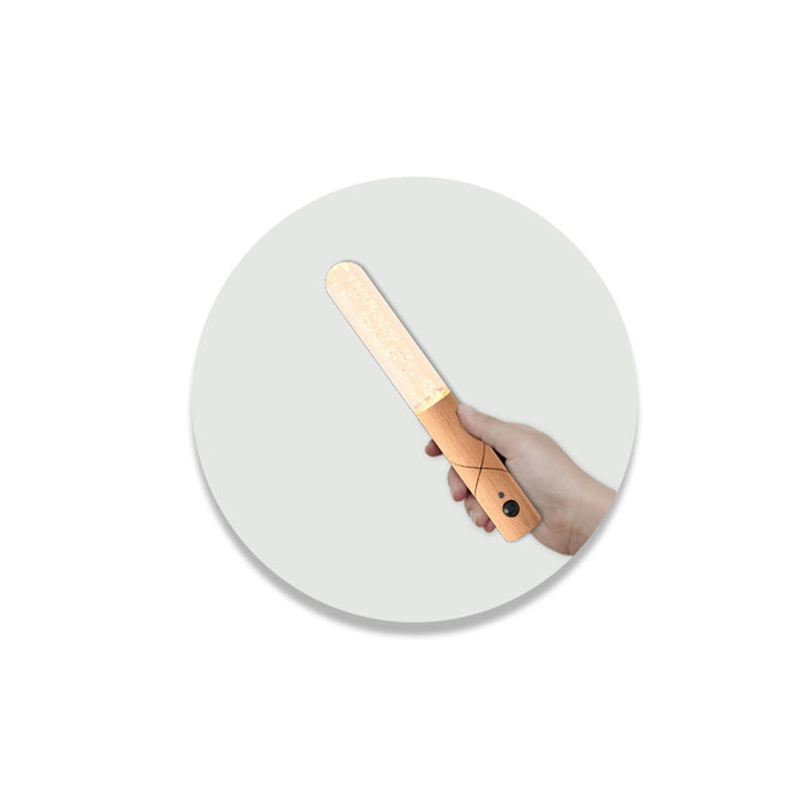 Luz nocturna LED de sensor recargable cilíndrica minimalista moderna de madera y plexiglás para dormitorio 