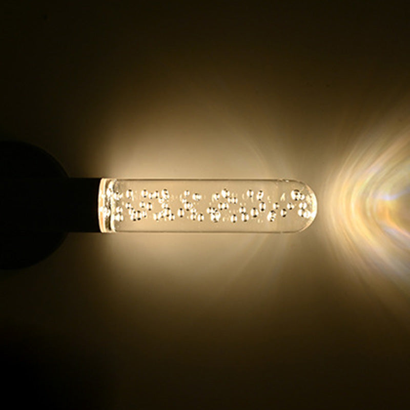 Luz nocturna LED de sensor recargable cilíndrica minimalista moderna de madera y plexiglás para dormitorio 