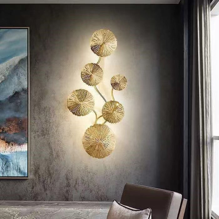 Applique Murale Moderne de Luxe en Acier Inoxydable avec Branche Ronde et Feuille, 4/5/6/8 Lumières pour Salon 