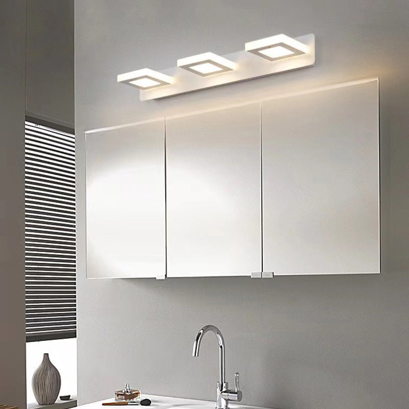 Moderne minimalistische Rechteck rund quadratisch Eisen Acryl LED Eitelkeit Licht Wandleuchte Lampe für Badezimmer 