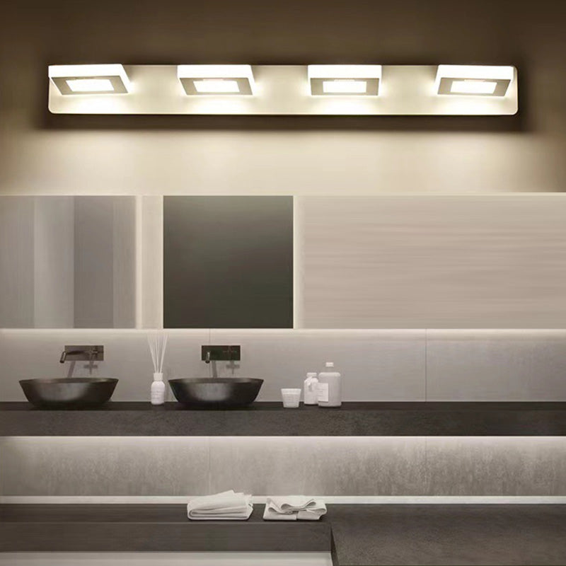 Moderne minimalistische Rechteck rund quadratisch Eisen Acryl LED Eitelkeit Licht Wandleuchte Lampe für Badezimmer 