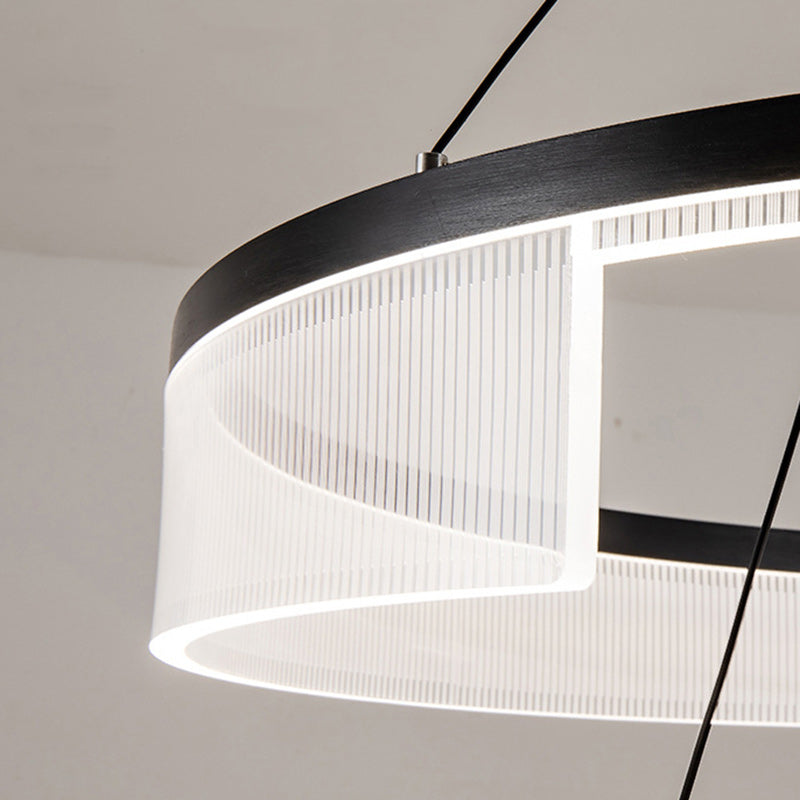 Lustre LED en aluminium, fer et acrylique rond minimaliste moderne pour salon 