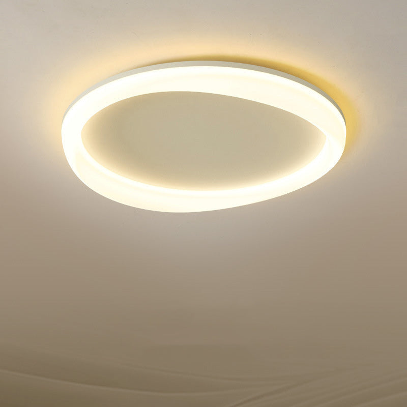 Plafonnier LED moderne minimaliste rond avec cadre en fer et abat-jour en acrylique pour salon 
