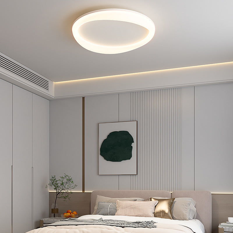 Plafonnier LED moderne minimaliste rond avec cadre en fer et abat-jour en acrylique pour salon 