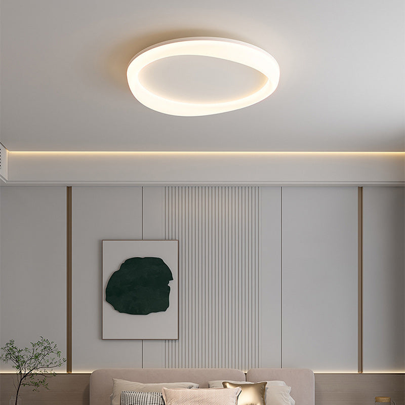 Plafonnier LED moderne minimaliste rond avec cadre en fer et abat-jour en acrylique pour salon 