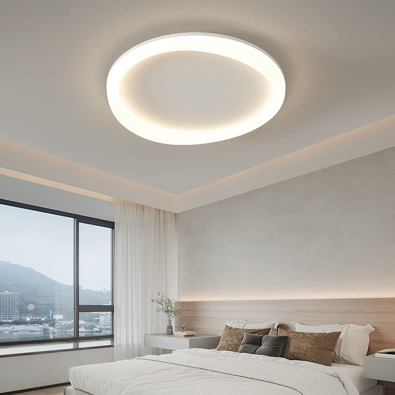 Plafonnier LED moderne minimaliste rond avec cadre en fer et abat-jour en acrylique pour salon 