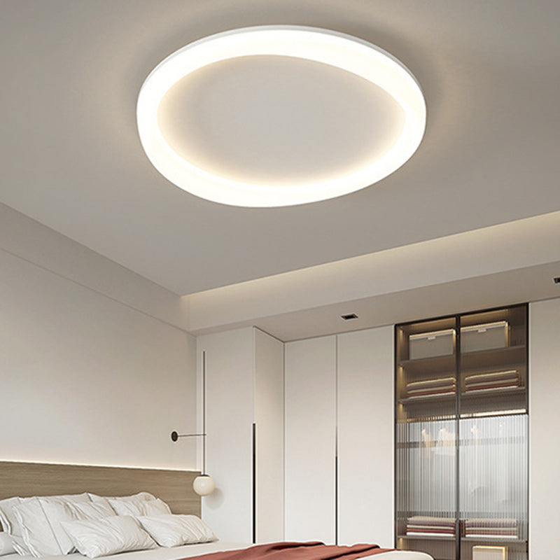 Plafonnier LED moderne minimaliste rond avec cadre en fer et abat-jour en acrylique pour salon 