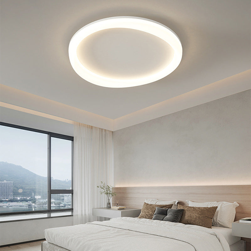 Plafonnier LED moderne minimaliste rond avec cadre en fer et abat-jour en acrylique pour salon 