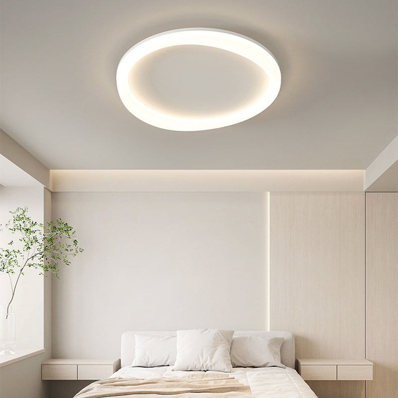 Plafonnier LED moderne minimaliste rond avec cadre en fer et abat-jour en acrylique pour salon 