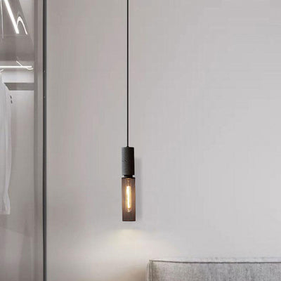 Zeitgenössische industrielle Zylinderkuppel Zement Eisen Schatten 1-Licht Pendelleuchte für Wohnzimmer 