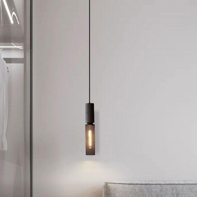 Zeitgenössische industrielle Zylinderkuppel Zement Eisen Schatten 1-Licht Pendelleuchte für Wohnzimmer 