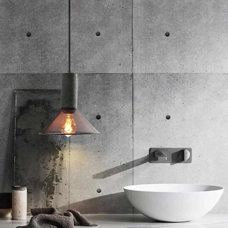 Zeitgenössische industrielle Zylinderkuppel Zement Eisen Schatten 1-Licht Pendelleuchte für Wohnzimmer 
