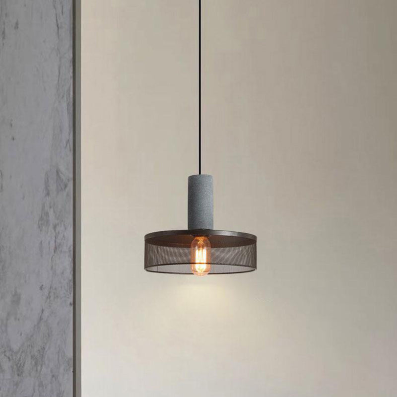 Zeitgenössische industrielle Zylinderkuppel Zement Eisen Schatten 1-Licht Pendelleuchte für Wohnzimmer 