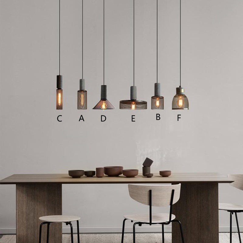 Zeitgenössische industrielle Zylinderkuppel Zement Eisen Schatten 1-Licht Pendelleuchte für Wohnzimmer 