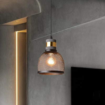 Zeitgenössische industrielle Zylinderkuppel Zement Eisen Schatten 1-Licht Pendelleuchte für Wohnzimmer 