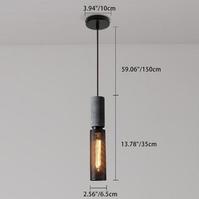 Zeitgenössische industrielle Zylinderkuppel Zement Eisen Schatten 1-Licht Pendelleuchte für Wohnzimmer 