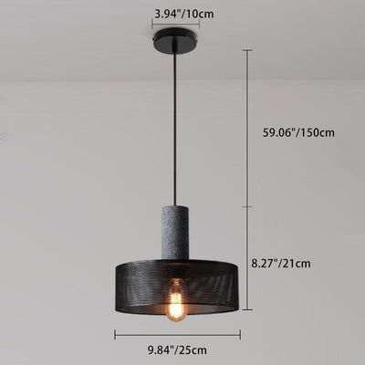 Zeitgenössische industrielle Zylinderkuppel Zement Eisen Schatten 1-Licht Pendelleuchte für Wohnzimmer 