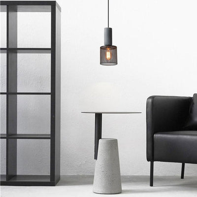 Zeitgenössische industrielle Zylinderkuppel Zement Eisen Schatten 1-Licht Pendelleuchte für Wohnzimmer 