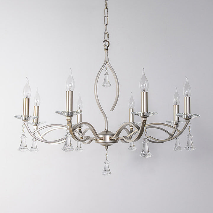 Lustre traditionnel en fer et cristal à branches françaises avec 4/6/8/10 lumières pour salon 