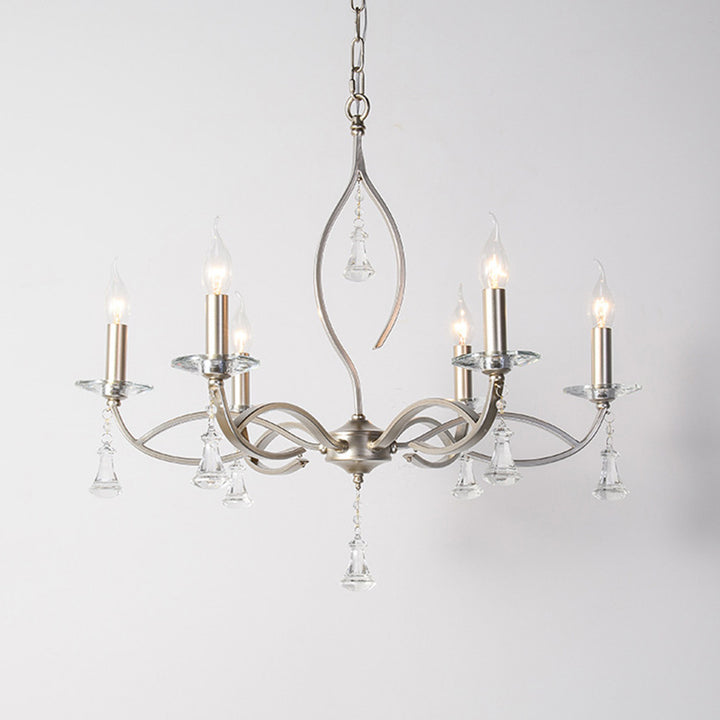 Lustre traditionnel en fer et cristal à branches françaises avec 4/6/8/10 lumières pour salon 
