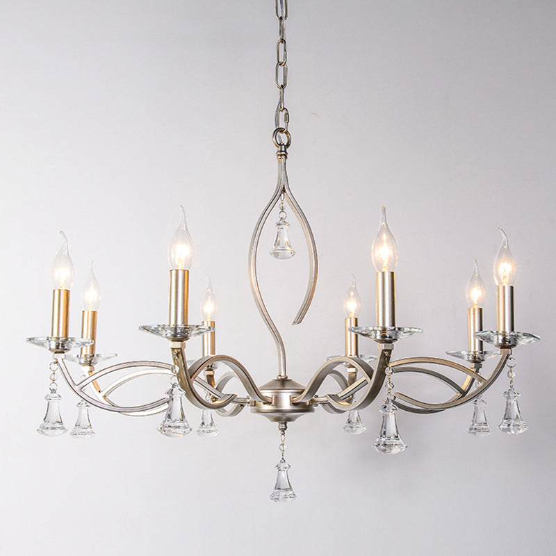 Lustre traditionnel en fer et cristal à branches françaises avec 4/6/8/10 lumières pour salon 