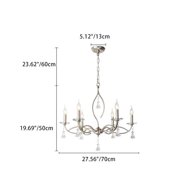 Lustre traditionnel en fer et cristal à branches françaises avec 4/6/8/10 lumières pour salon 
