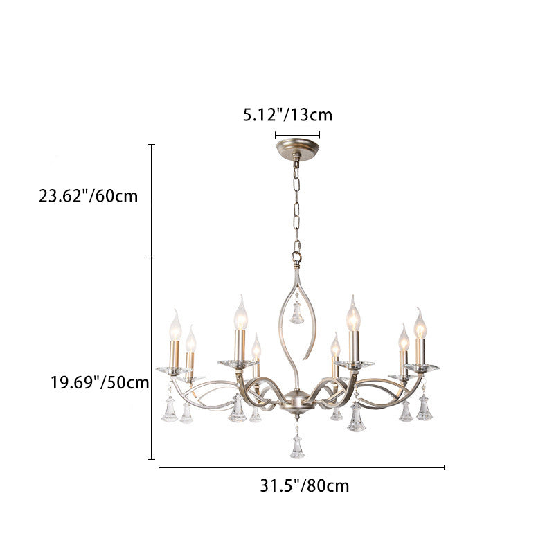 Lustre traditionnel en fer et cristal à branches françaises avec 4/6/8/10 lumières pour salon 