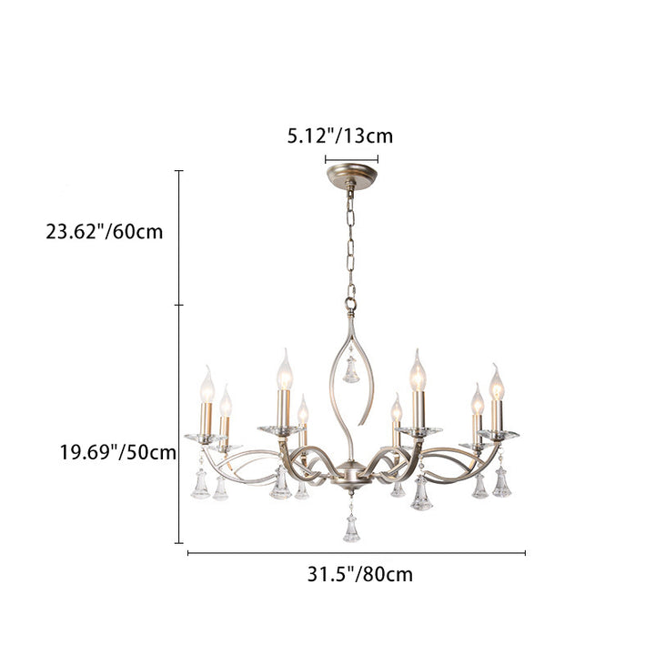Lustre traditionnel en fer et cristal à branches françaises avec 4/6/8/10 lumières pour salon 