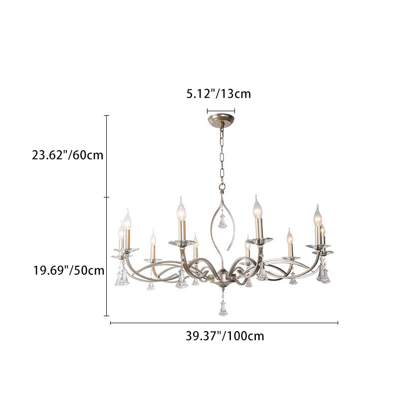 Lustre traditionnel en fer et cristal à branches françaises avec 4/6/8/10 lumières pour salon 