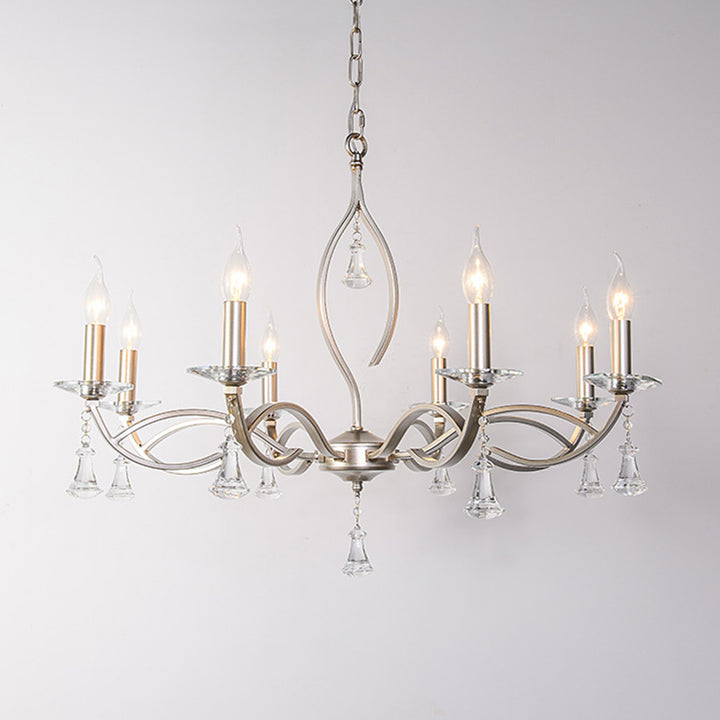 Lustre traditionnel en fer et cristal à branches françaises avec 4/6/8/10 lumières pour salon 