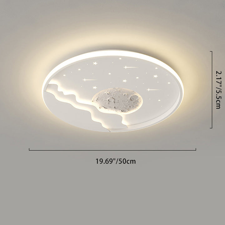 Modern Minimalist Round Square Rectangle Star Moon Iron Aluminum Resin LED Flush Mount Ceiling Light For Bedroom