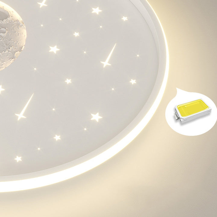 Modern Minimalist Round Square Rectangle Star Moon Iron Aluminum Resin LED Flush Mount Ceiling Light For Bedroom