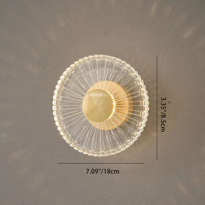 Applique Murale LED en Acrylique Cuivre Rayé Rond Minimaliste Moderne Pour Salon 