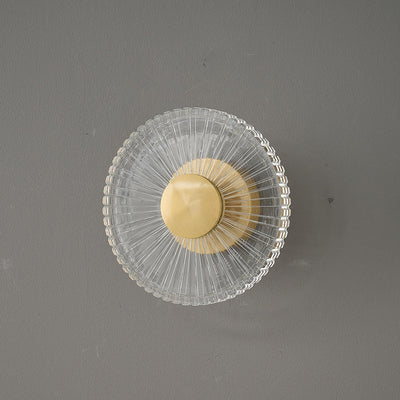 Applique Murale LED en Acrylique Cuivre Rayé Rond Minimaliste Moderne Pour Salon 