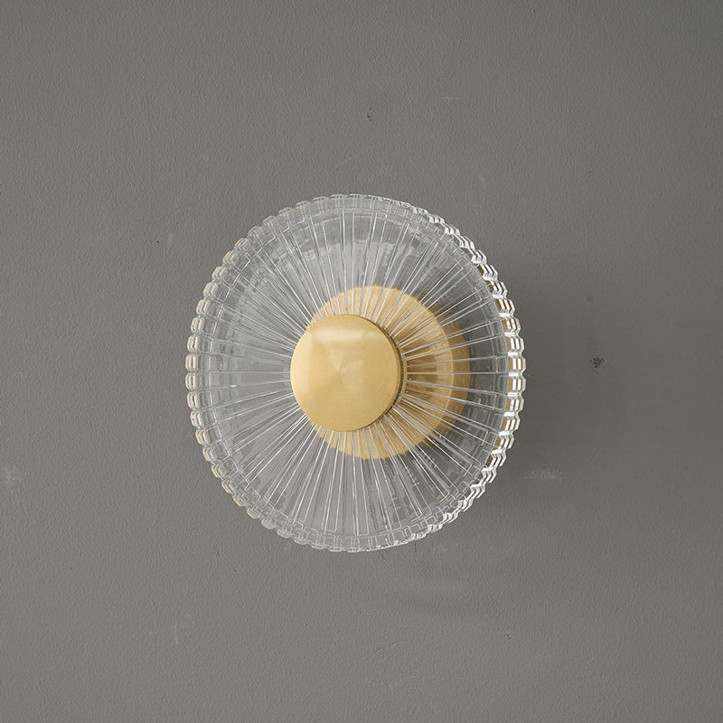 Applique Murale LED en Acrylique Cuivre Rayé Rond Minimaliste Moderne Pour Salon 