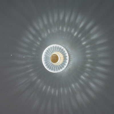 Applique Murale LED en Acrylique Cuivre Rayé Rond Minimaliste Moderne Pour Salon 