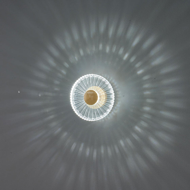 Applique Murale LED en Acrylique Cuivre Rayé Rond Minimaliste Moderne Pour Salon 
